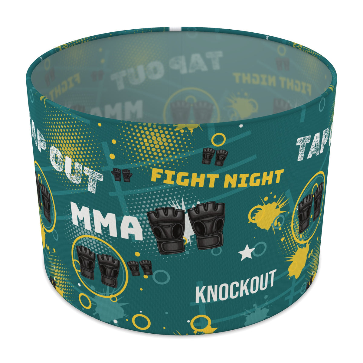 Teal Fight Night II lampshade - 30cm x 21cm Table