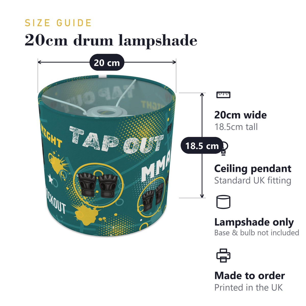 Teal Fight Night II lampshade - 20cm x 18.5cm Ceiling - photo 7