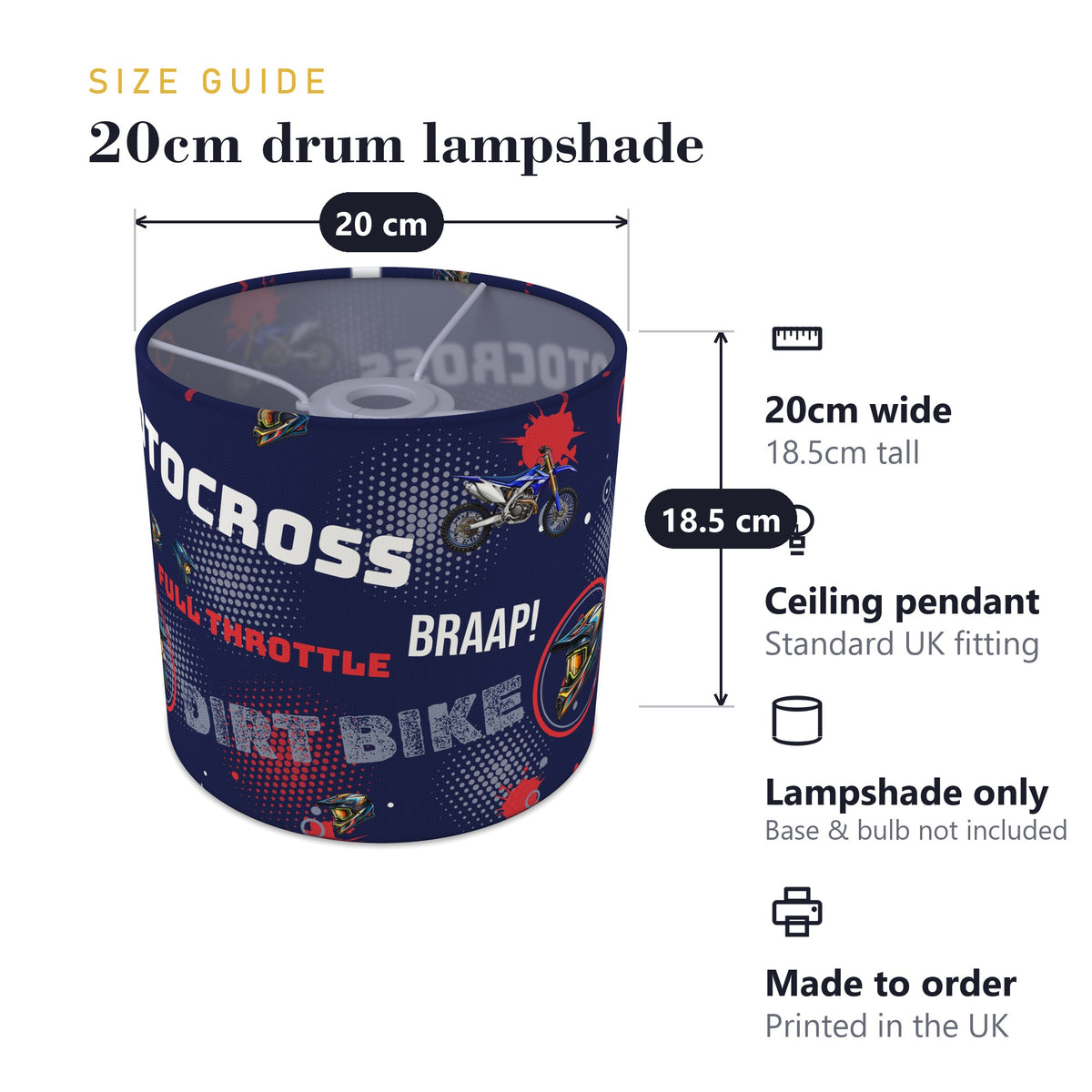 Navy Blue Full Throttle II lampshade - 20cm x 18.5cm Ceiling - photo 7