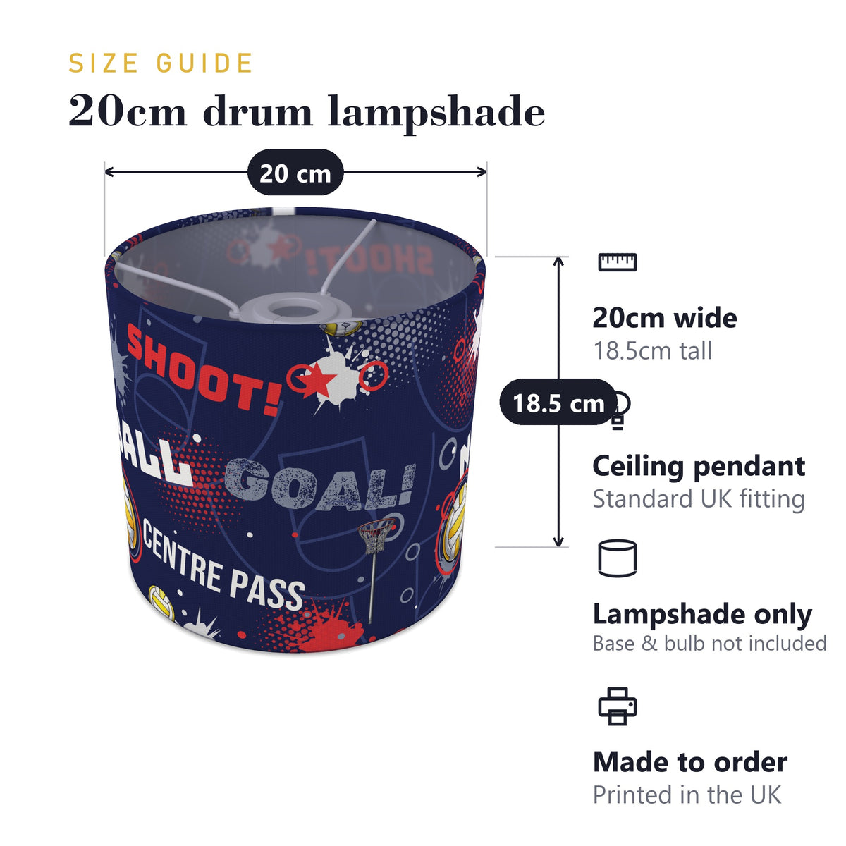 Navy Netball Star II lampshade - 20cm x 18.5cm Ceiling - photo 7