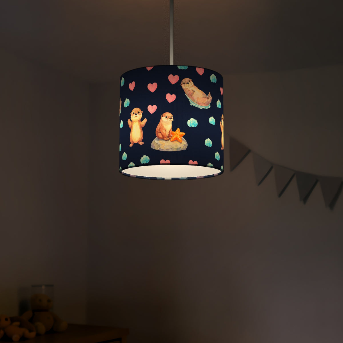 Navy Otter Friends II lampshade - 20cm x 18.5cm Ceiling - photo 5