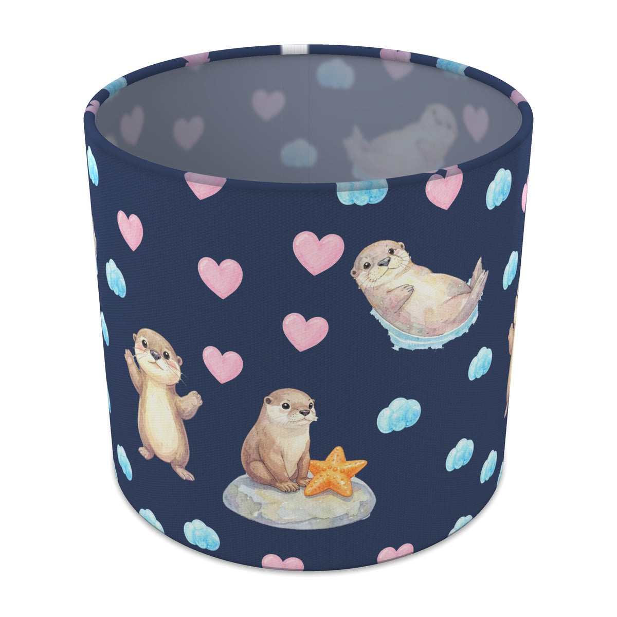 Navy Otter Friends II lampshade - 20cm x 18.5cm Table