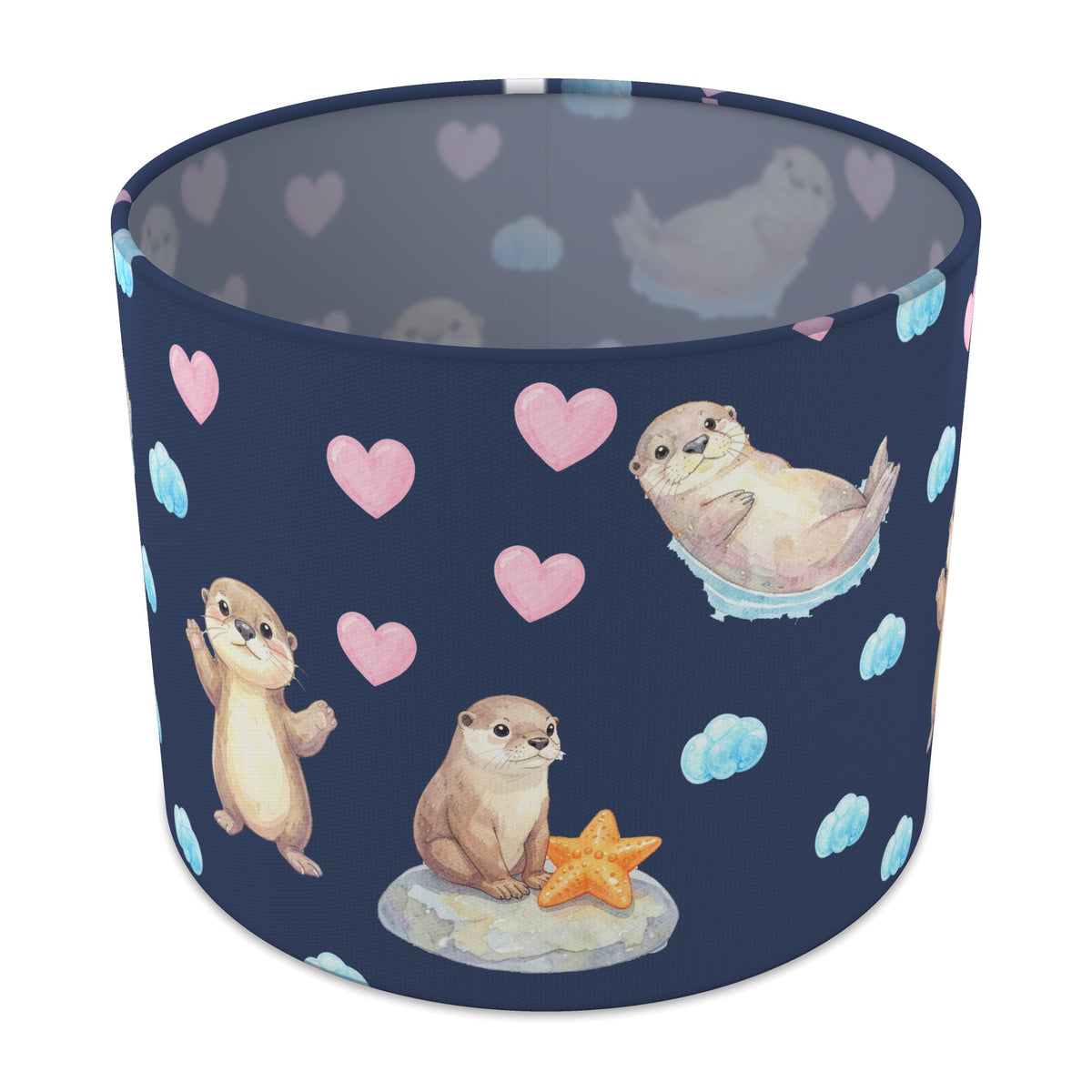 Navy Otter Friends II lampshade - 25cm x 20cm Table