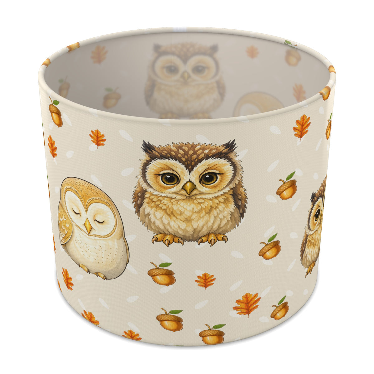 Cream Night Owls II lampshade - 25cm x 20cm Table