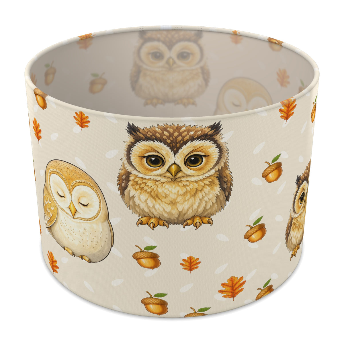 Cream Night Owls II lampshade - 30cm x 21cm Table