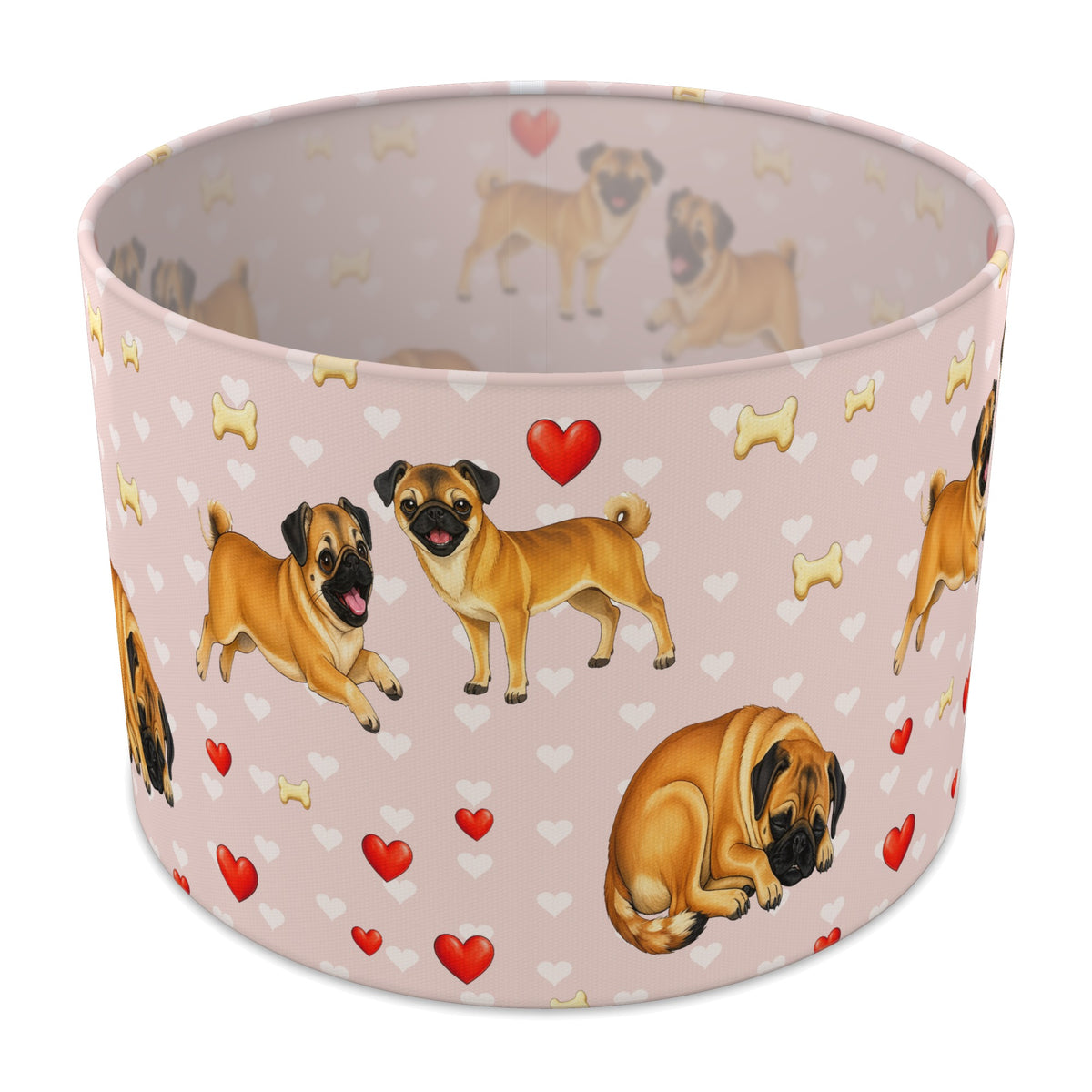 Blush Pug Love II lampshade - 30cm x 21cm Table