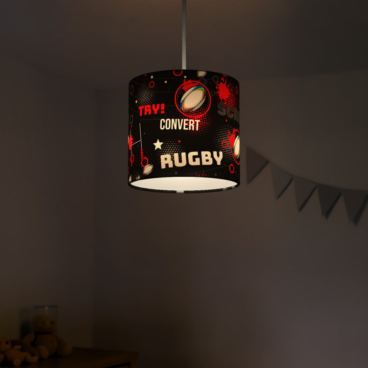Black Rugby Crazy II lampshade - 20cm x 18.5cm Ceiling - photo 5