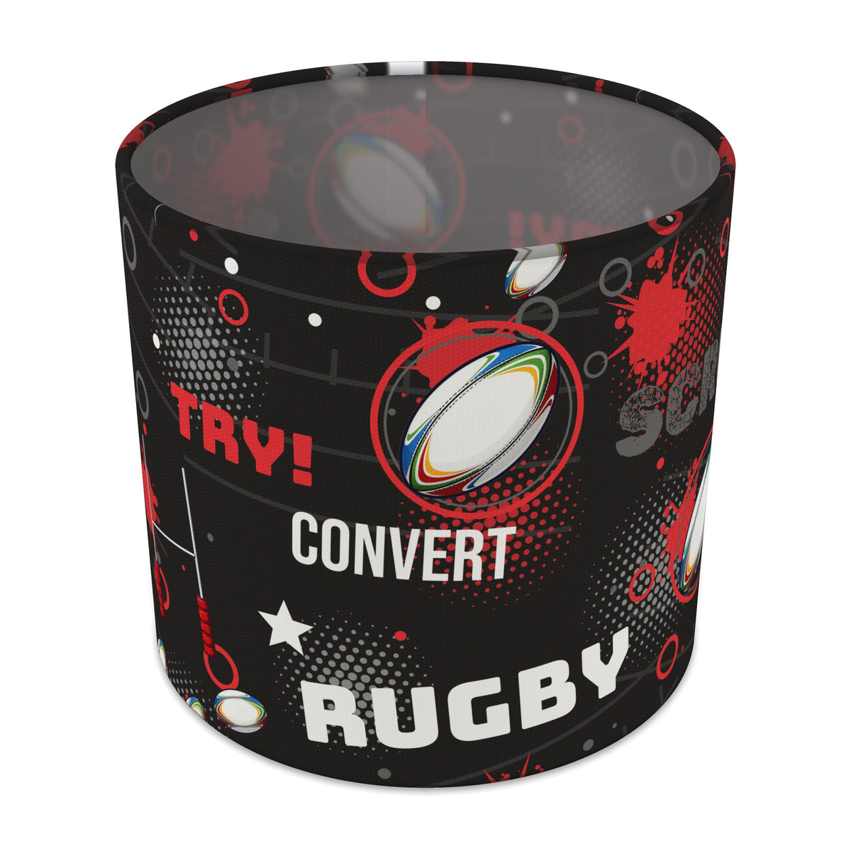 Black Rugby Crazy II lampshade - 20cm x 18.5cm Table