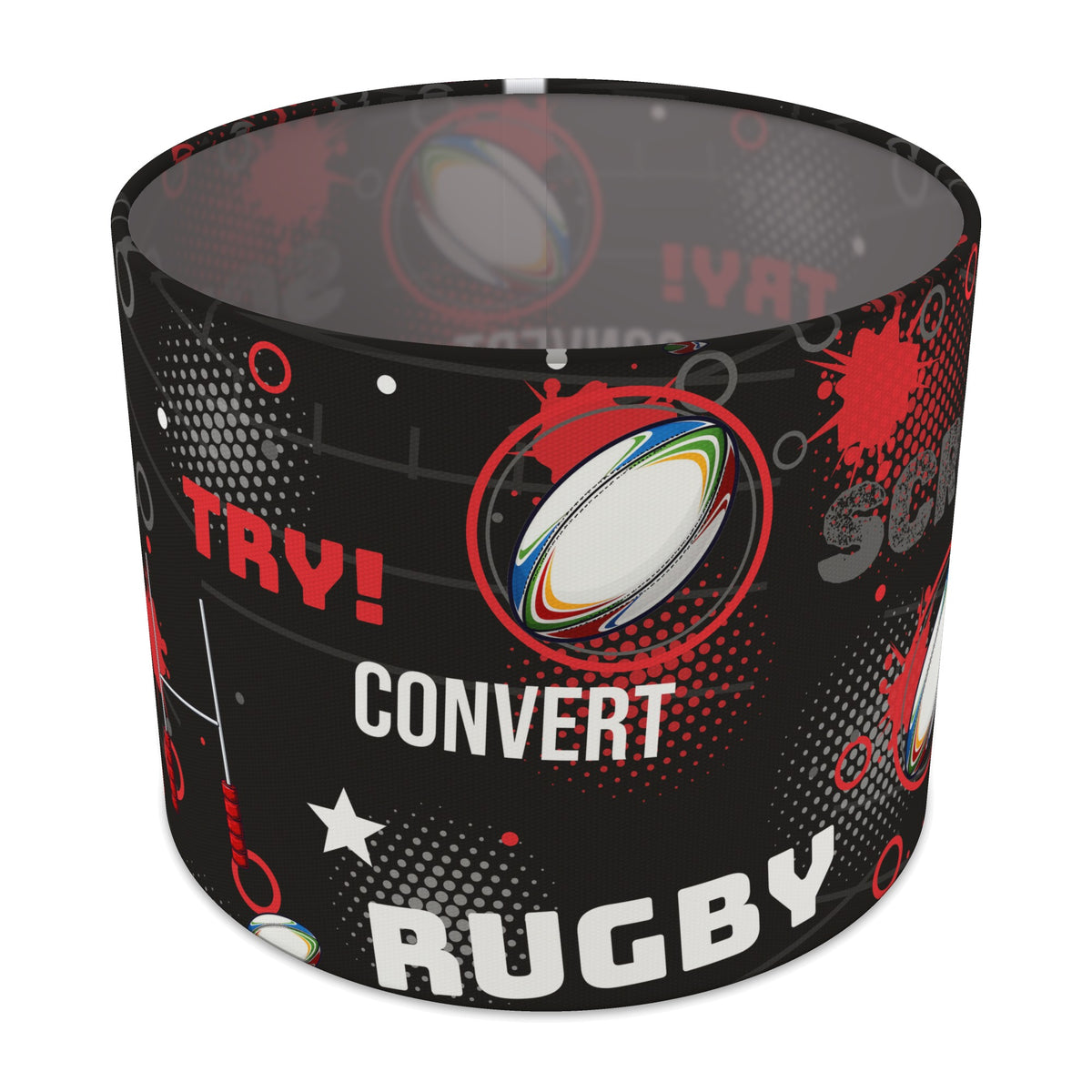 Black Rugby Crazy II lampshade - 25cm x 20cm Table