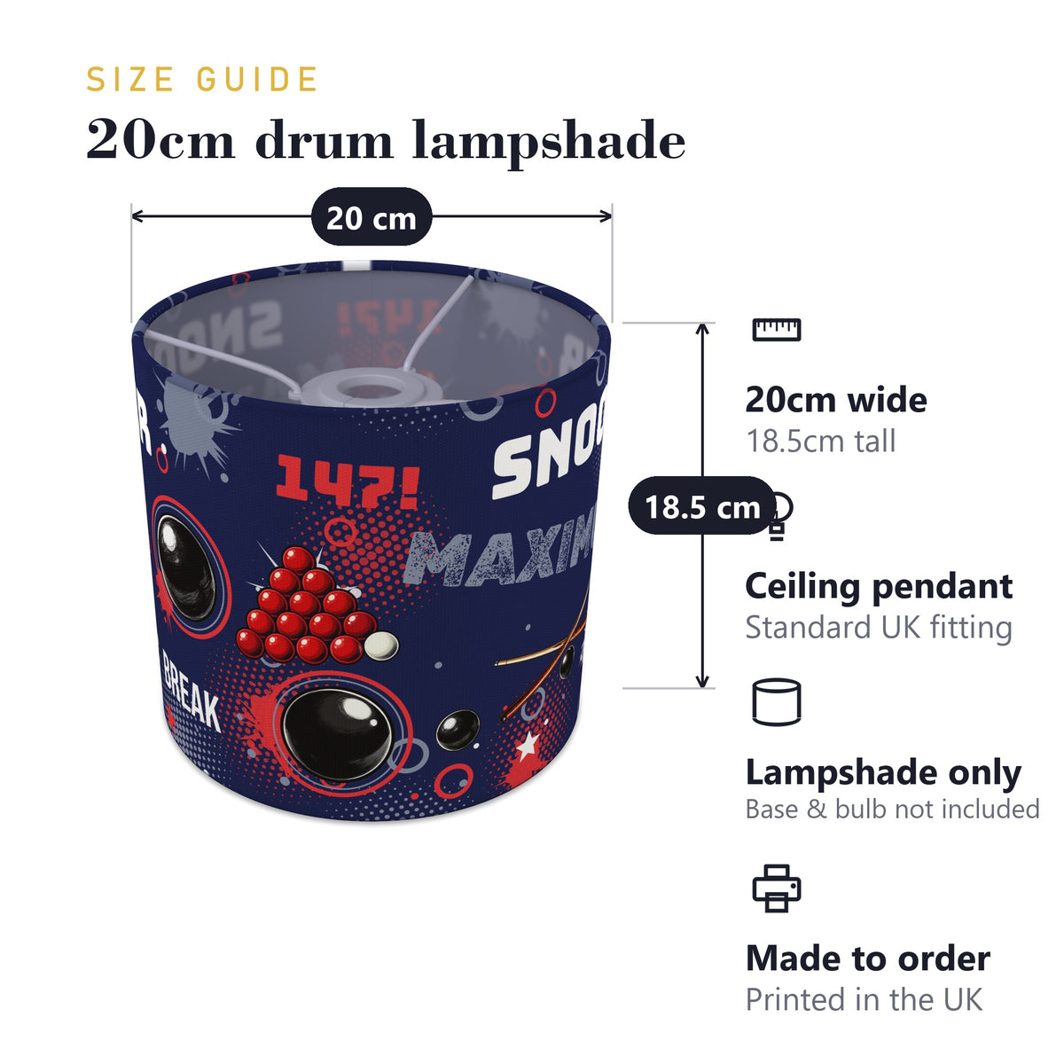 Navy Snooker Break II lampshade - 20cm x 18.5cm Ceiling - photo 7