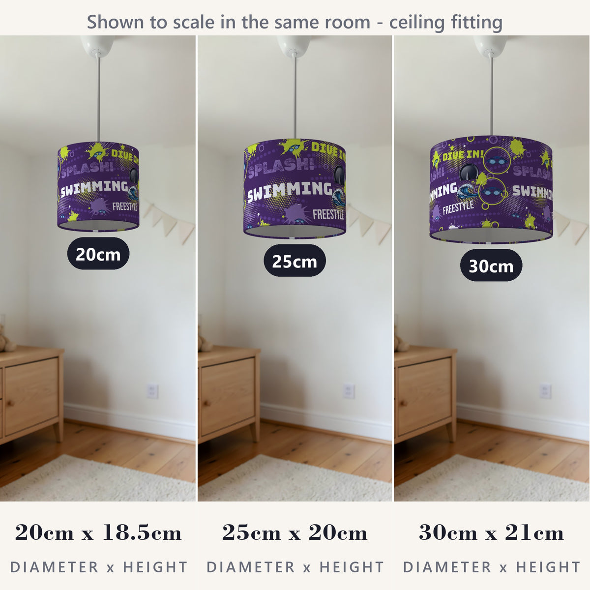Purple Splash Swimming II lampshade - 20cm x 18.5cm Ceiling - photo 4