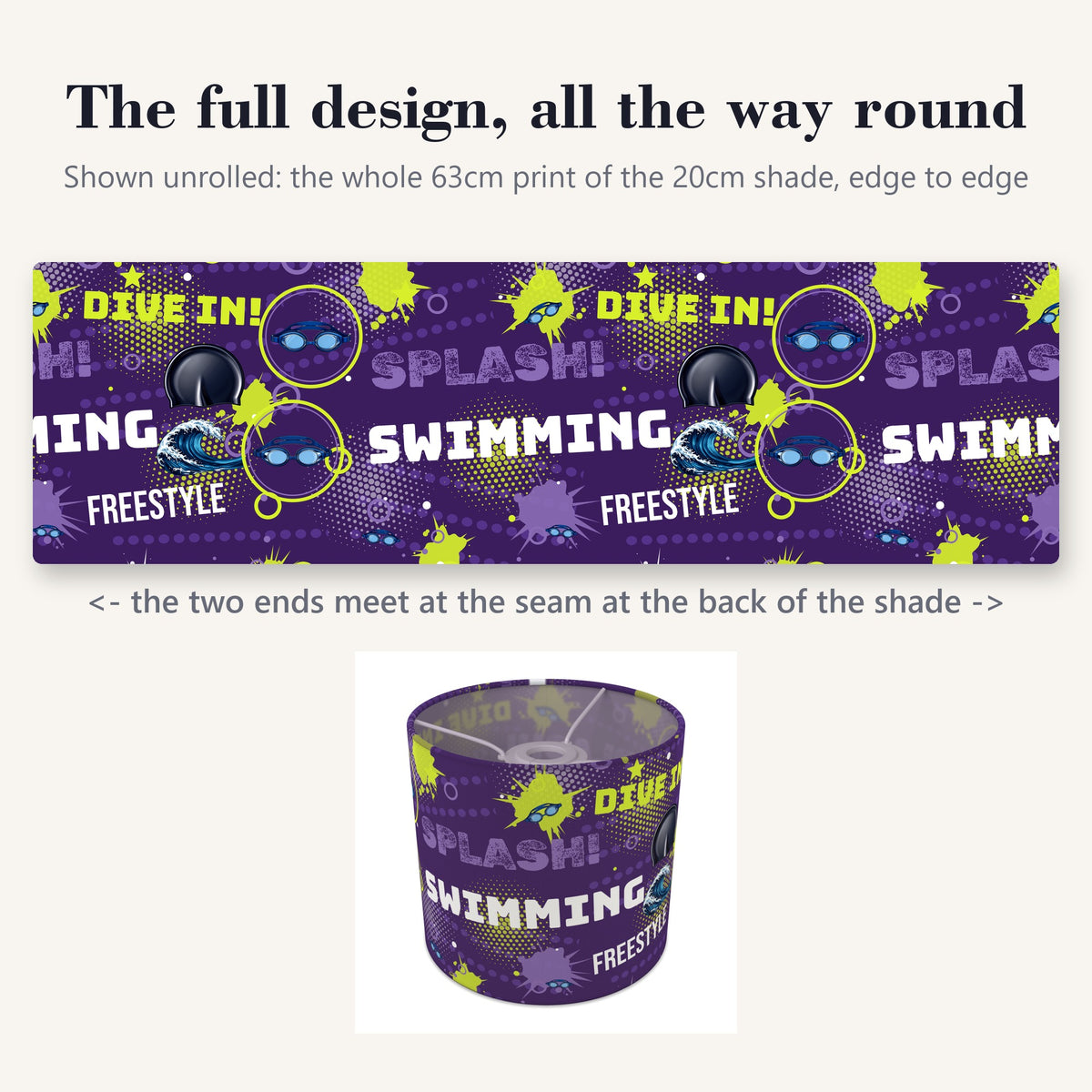 Purple Splash Swimming II lampshade - 20cm x 18.5cm Ceiling - photo 9