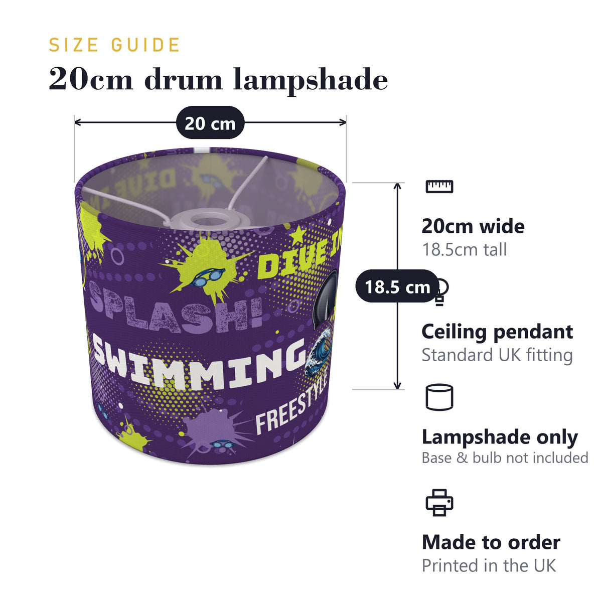 Purple Splash Swimming II lampshade - 20cm x 18.5cm Ceiling - photo 7