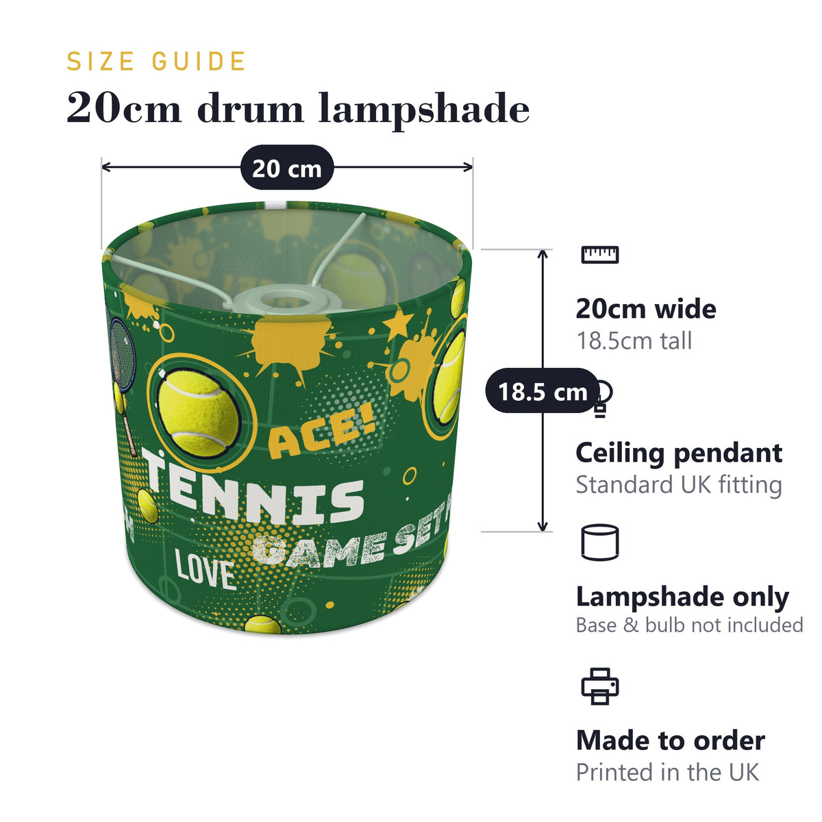 Pitch Tennis Ace II lampshade - 20cm x 18.5cm Ceiling - photo 7