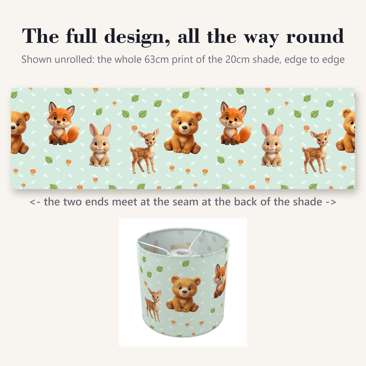 Mint Baby Woodland Friends II lampshade - 20cm x 18.5cm Ceiling - photo 9