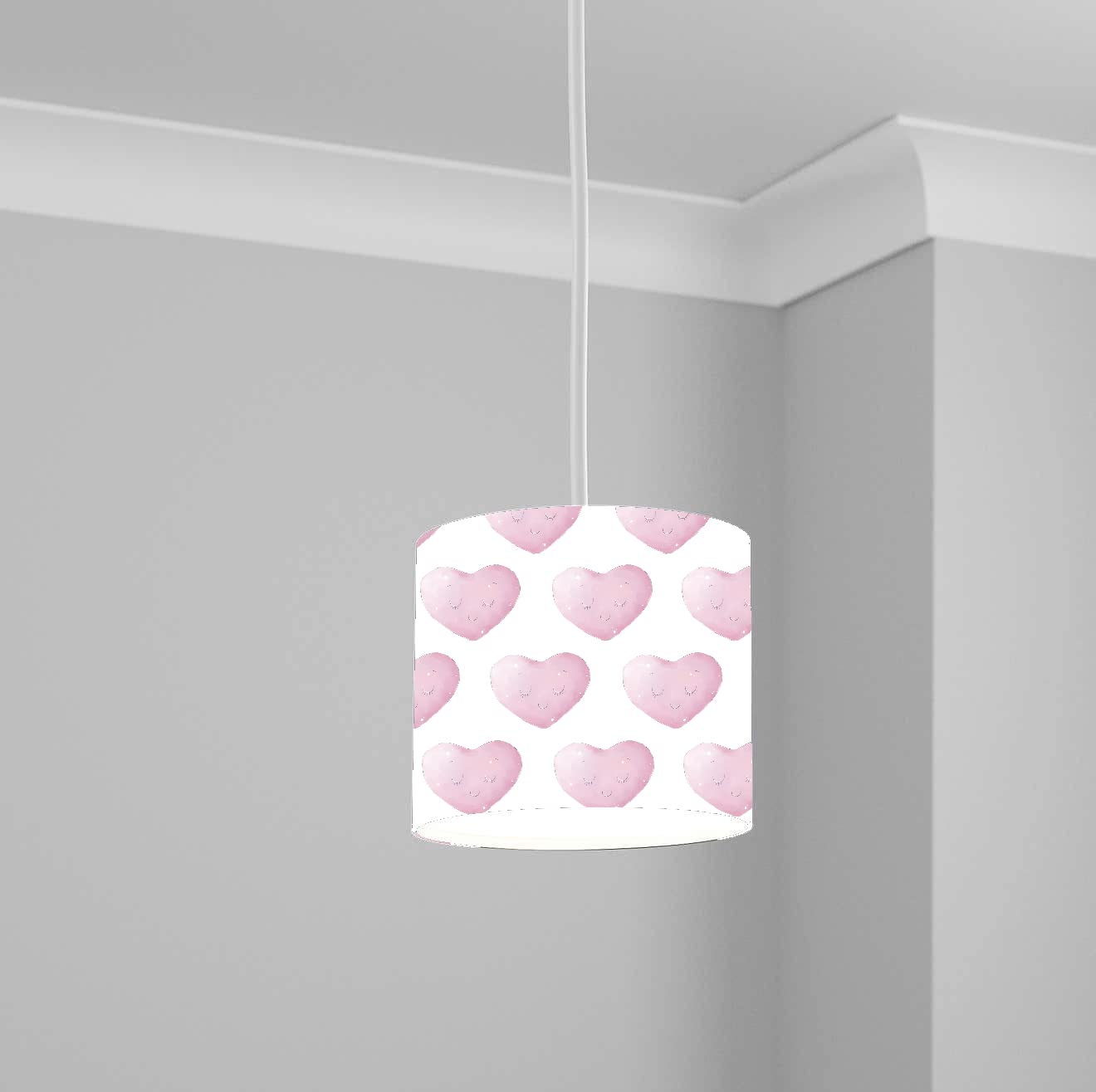 Pink Heart Pattern Ceiling Lampshade Lightshade for Nursery 1-20cm x 18.5cm