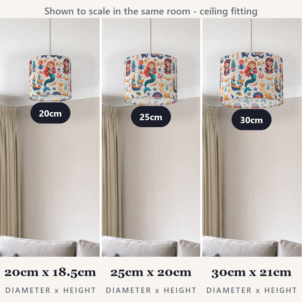 Mermaids and Sailboats lampshade
