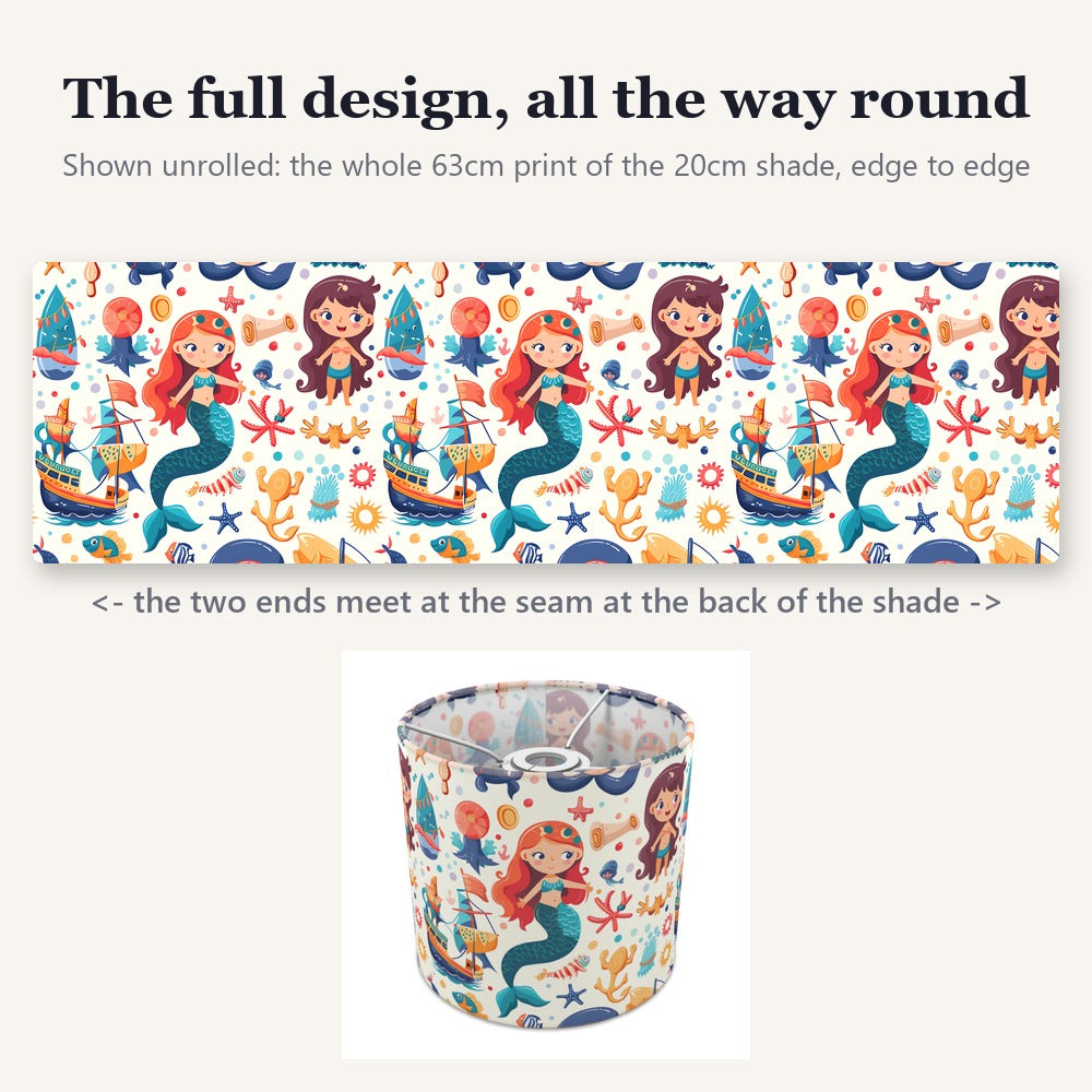 Mermaids and Sailboats lampshade