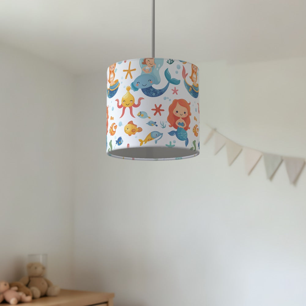 Mermaids and Whales lampshade