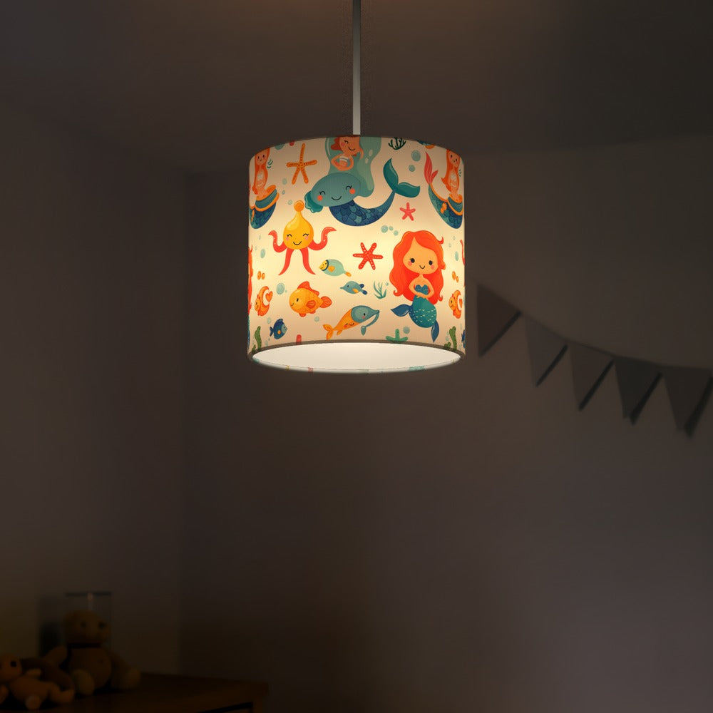 Mermaids and Whales lampshade