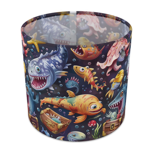 Sharks Fish Treasure Chest lampshade - 20cm Table