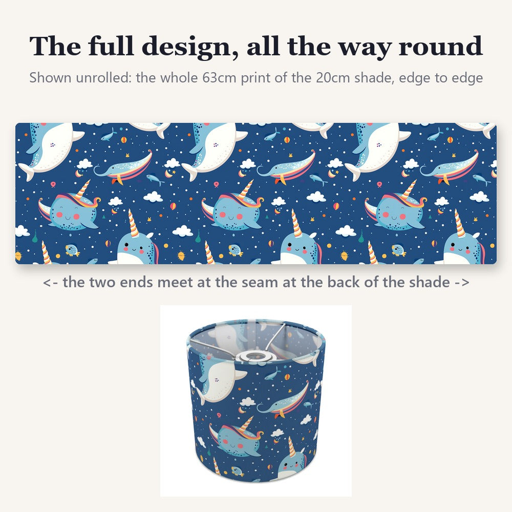 Narwhal Whale Clouds lampshade