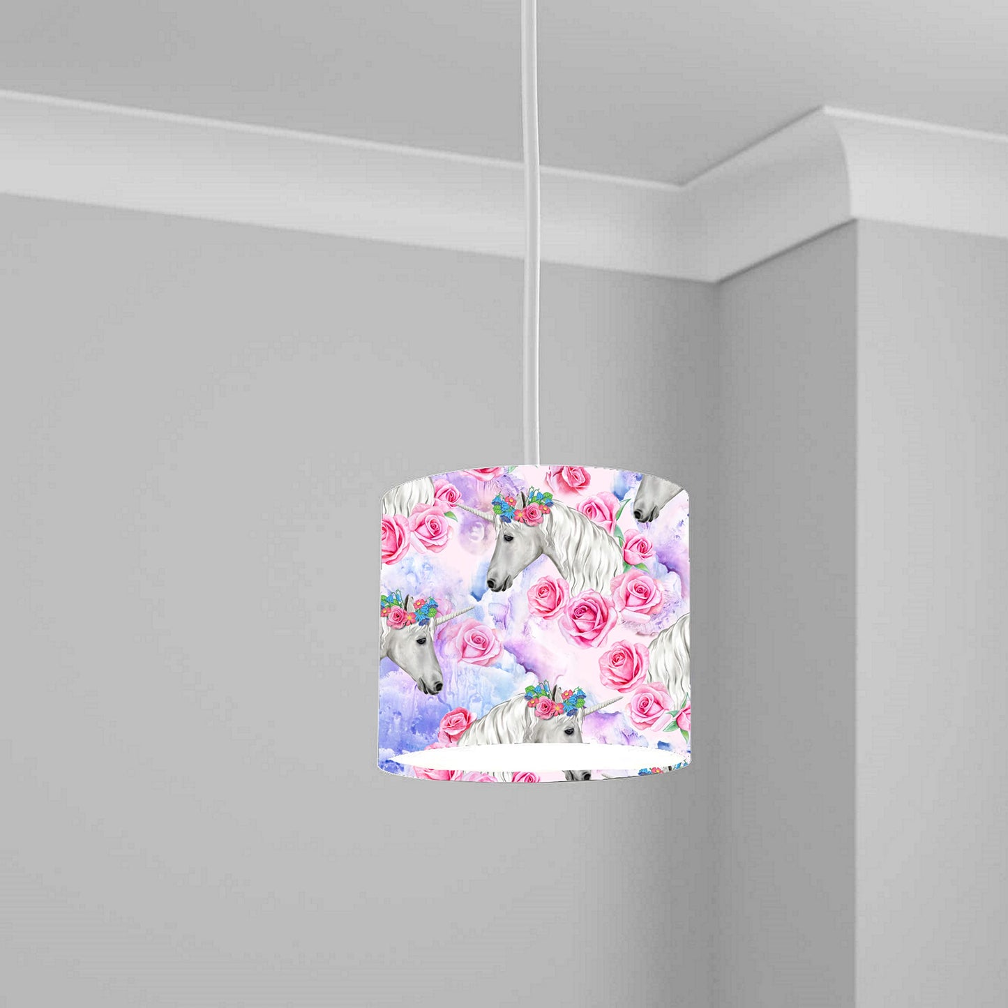 Enchanting Unicorn and Roses Ceiling Lampshade Lightshade for Room - 20cm x 18.5cm