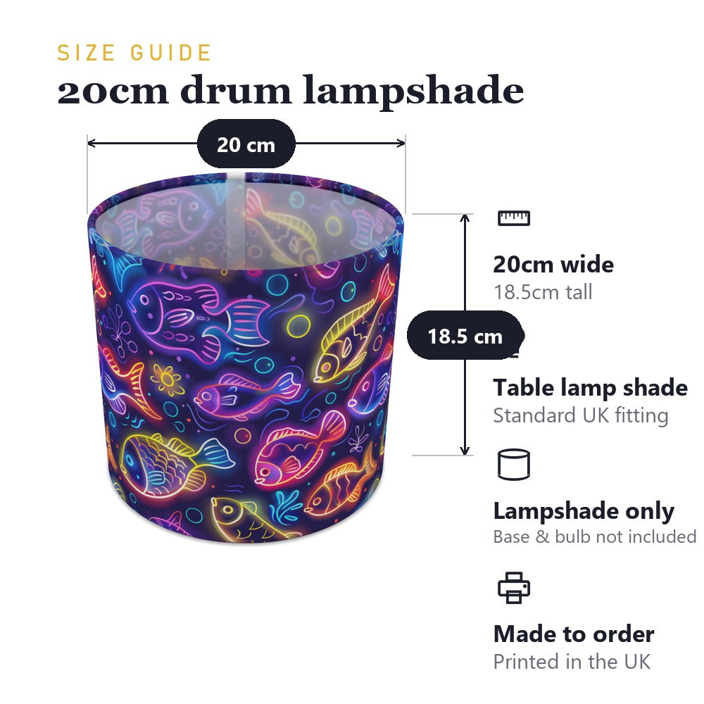 Neon Fish on Dark lampshade