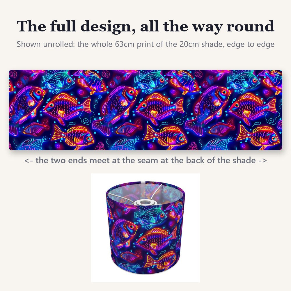 Vibrant Neon Fish lampshade