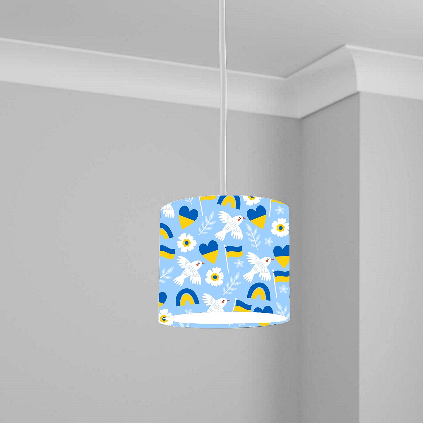 Support Ukraine Lampshade Birds Peace no War Light Shade Ukrainian Flag 20CM X 18.5CM
