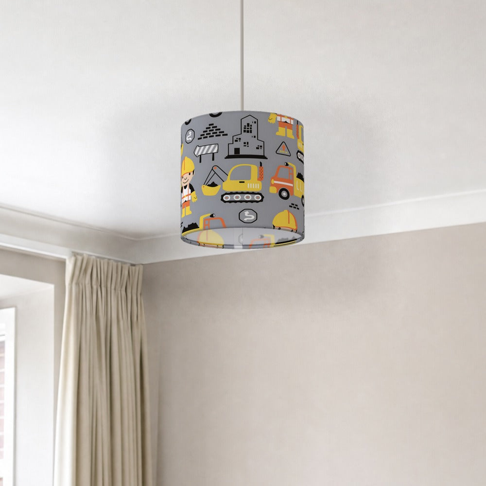 Multicoloured Construction Digger Builder lampshade