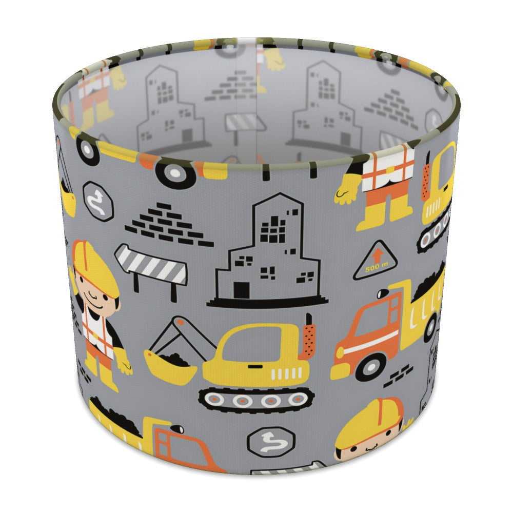 Multicoloured Construction Digger Builder lampshade - 25cm Table