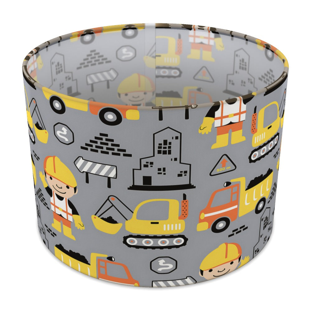 Multicoloured Construction Digger Builder lampshade - 30cm Table