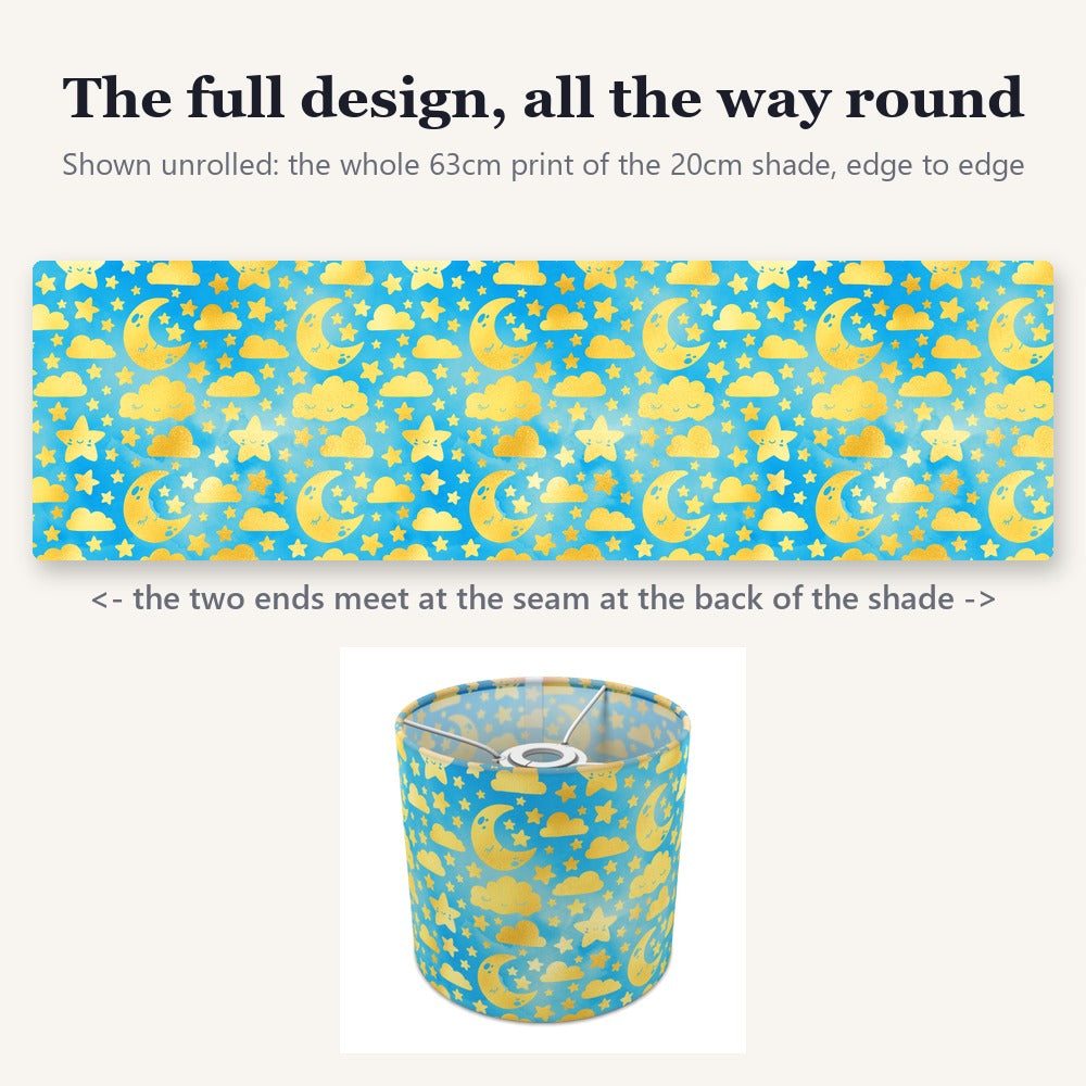 Gold Moon and Stars lampshade