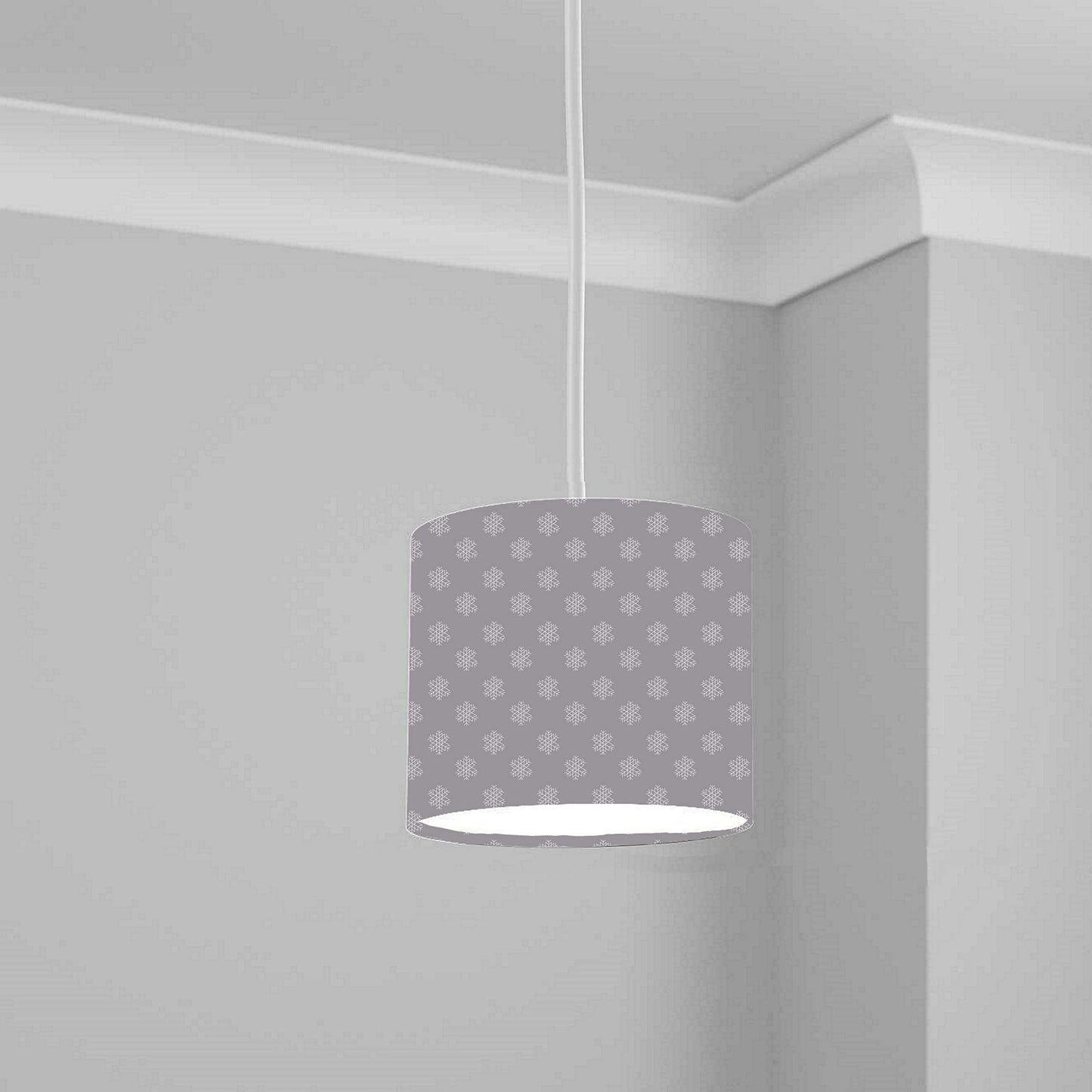 Grey Snowflake Pattern Ceiling Lampshade Lightshade for Room - 20cm x 18.5cm
