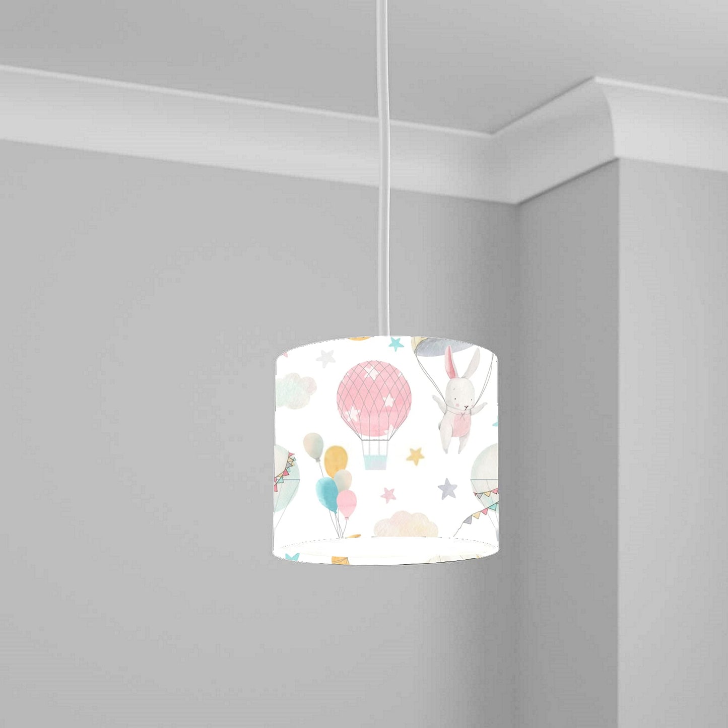 Pastel Unicorn and Stars Ceiling Lampshade Lightshade for Nursery - 20cm x 18.5cm
