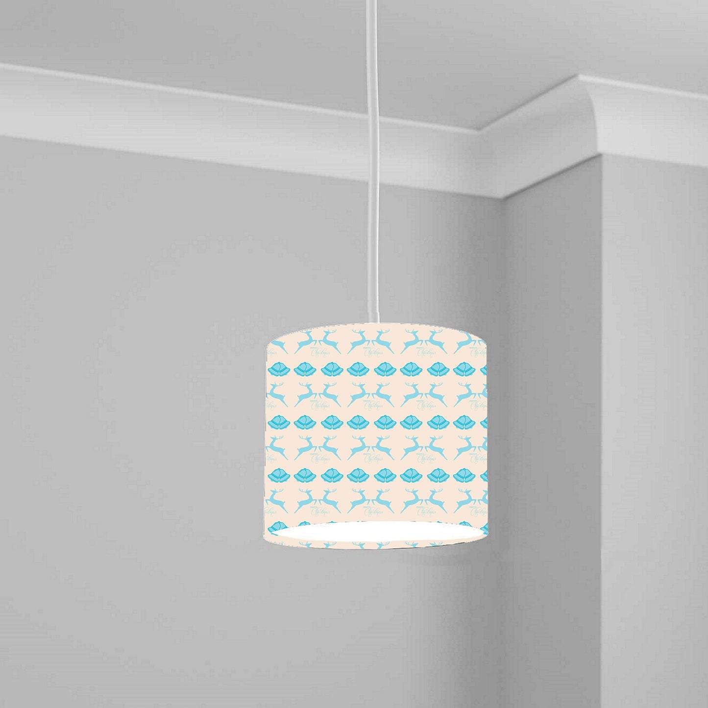 Blue Deer and Bells Pattern Ceiling Lampshade Lightshade for Room - 20cm x 18.5cm