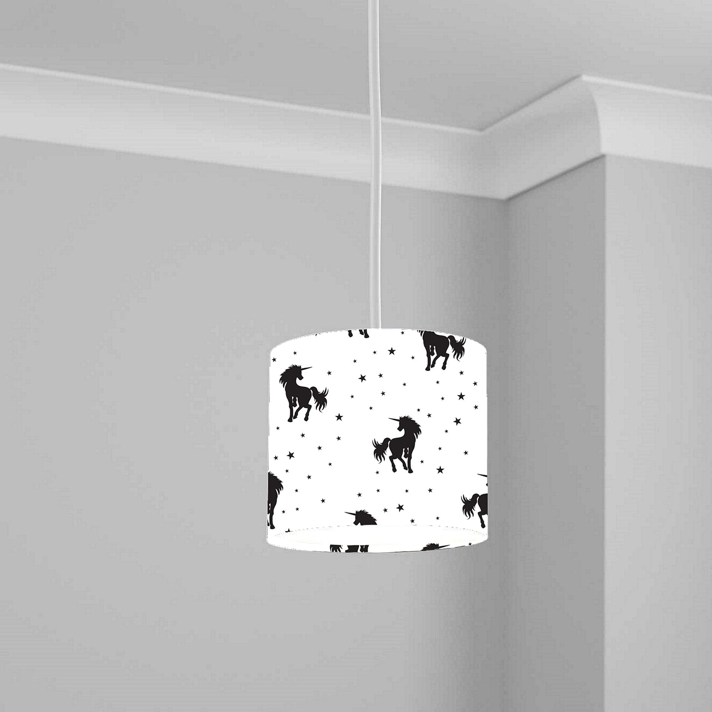 Black and White Unicorn Star Pattern Ceiling Lampshade Lightshade for Room - 20cm x 18.5cm