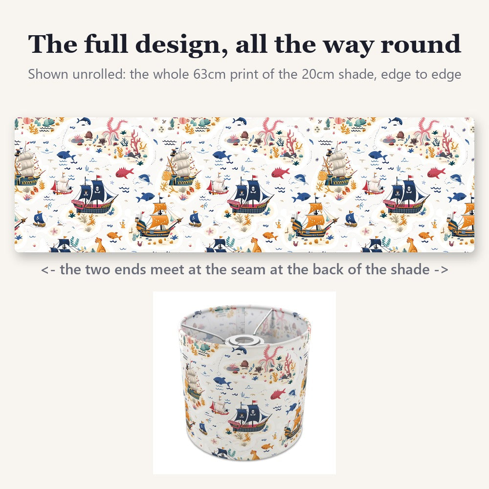 Colourful Ships and Sea Life lampshade