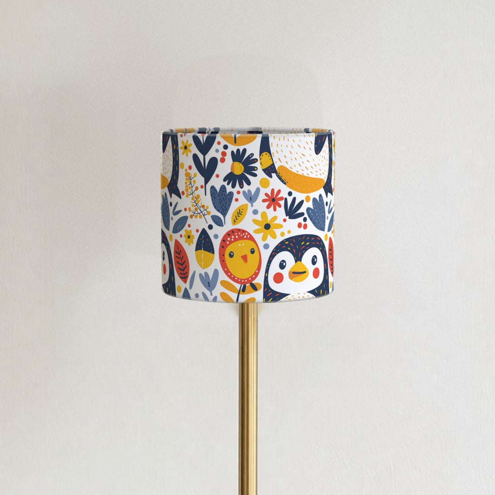 Playful Penguins and Flowers lampshade