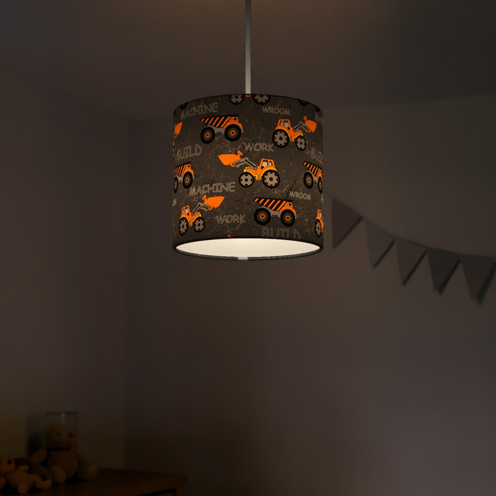 Construction Trucks Grey lampshade