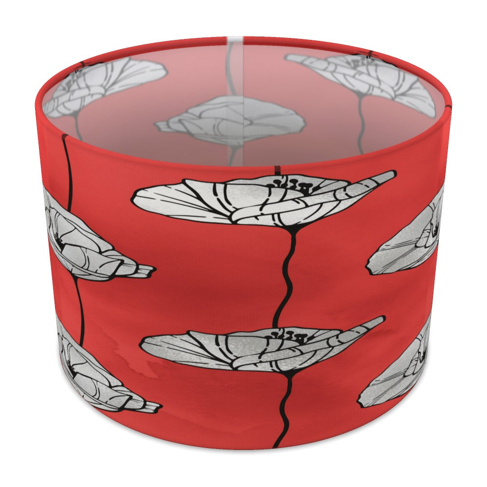Red Poppy Floral Pattern lampshade - 30cm Table