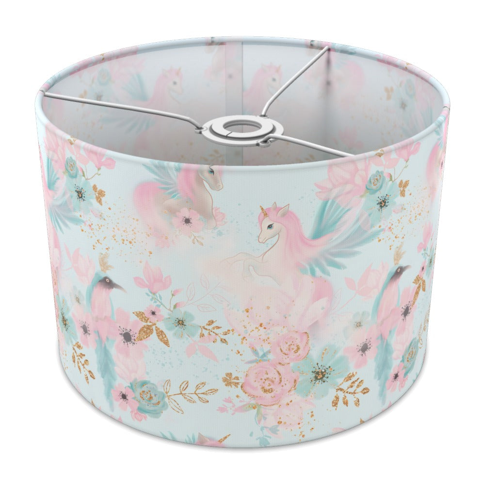 Pink Unicorn and Gold Floral lampshade - 30cm Ceiling