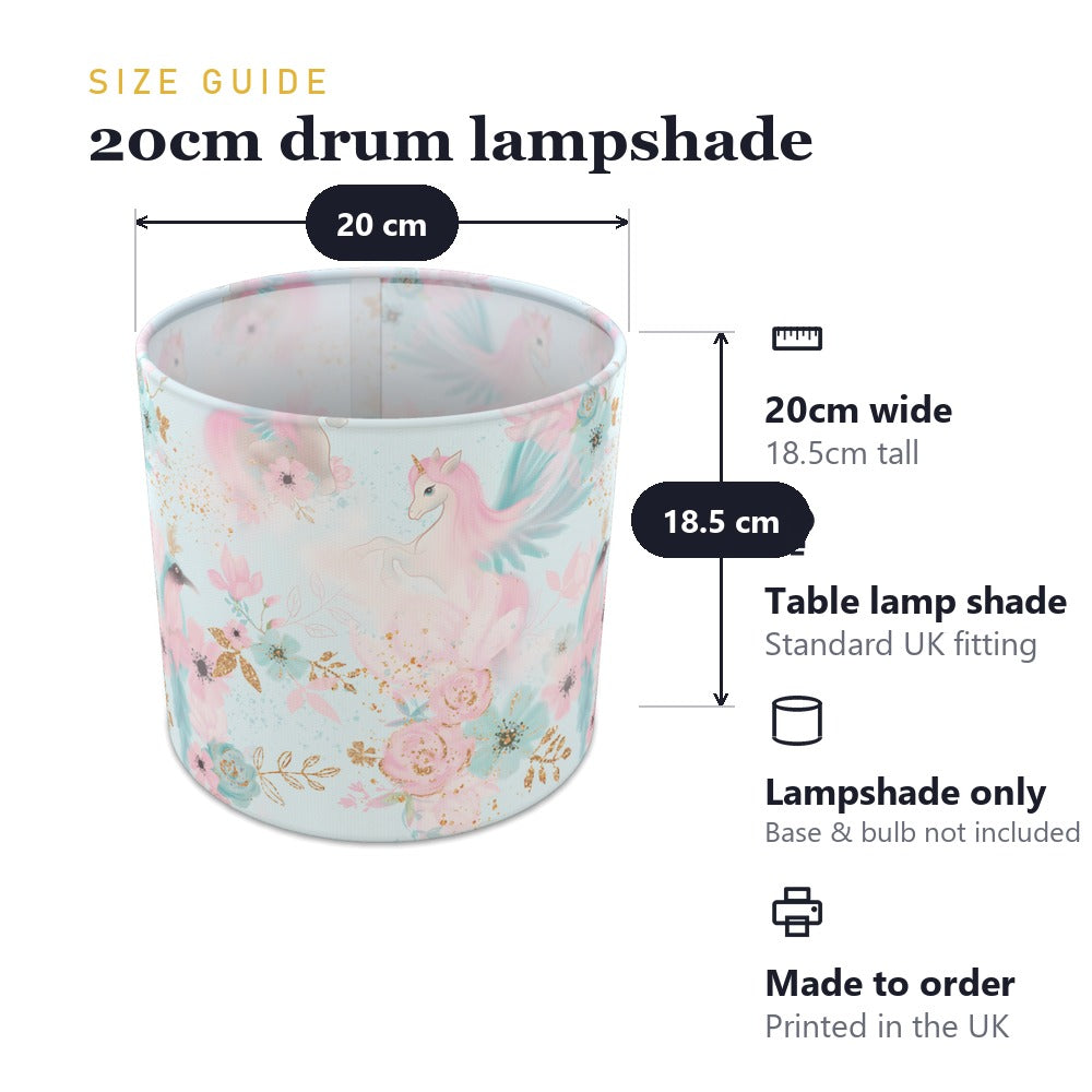 Pink Unicorn and Gold Floral lampshade