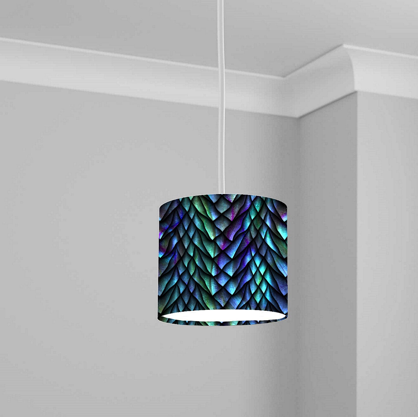 Iridescent Dragon Scale Pattern Ceiling Lampshade Lightshade for Room - 20cm x 18.5cm, Blue Purple