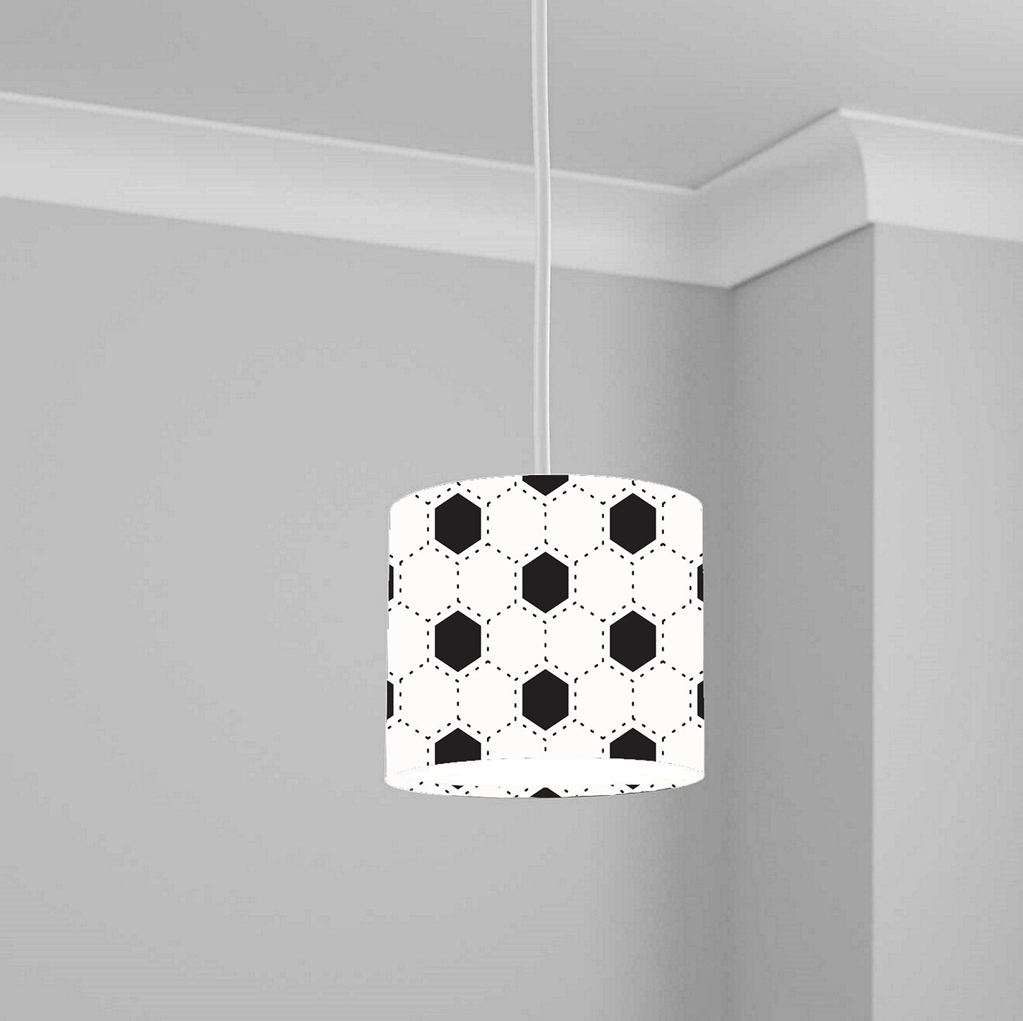Black and White Football Pattern Ceiling Lampshade Lightshade for Room - 20cm x 18.5cm