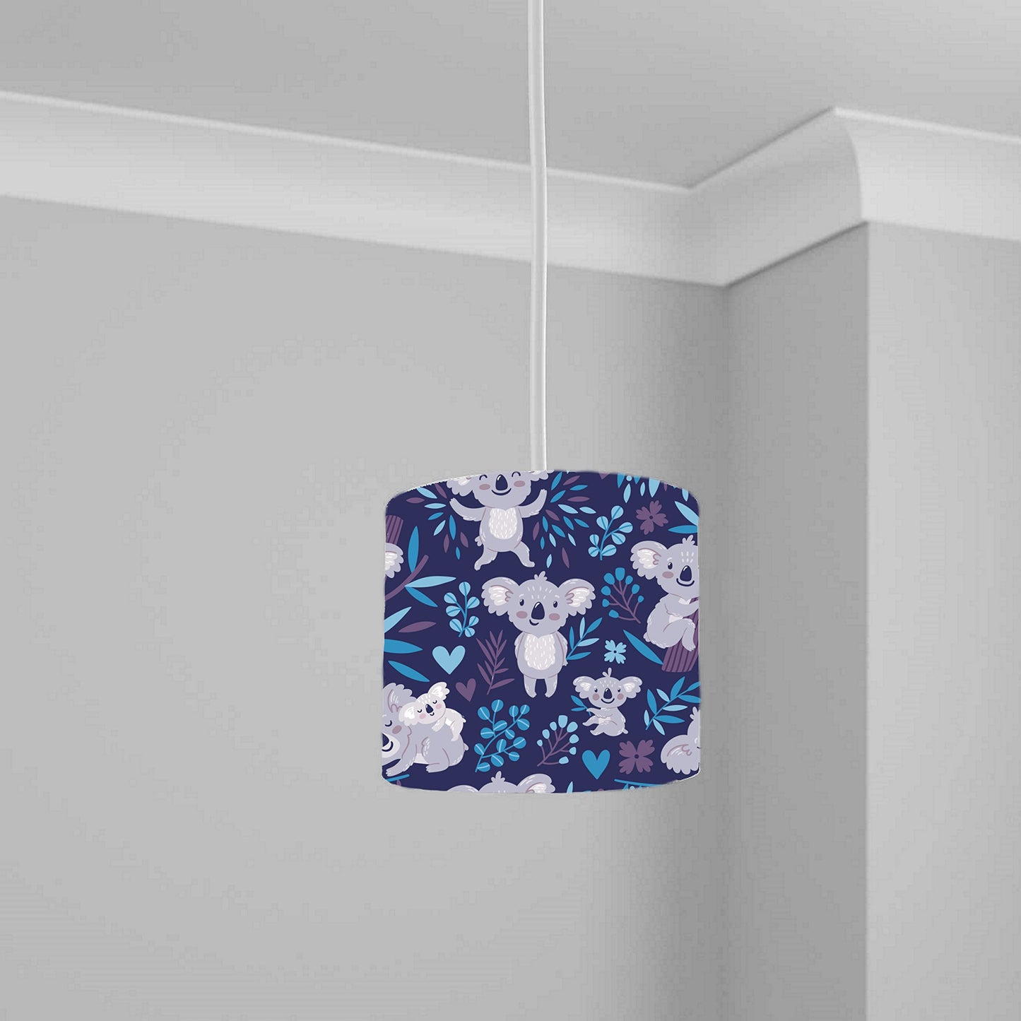 Blue Koala Jungle Animal Print Ceiling Lampshade Lightshade for Nursery - 20cm x 18.5cm