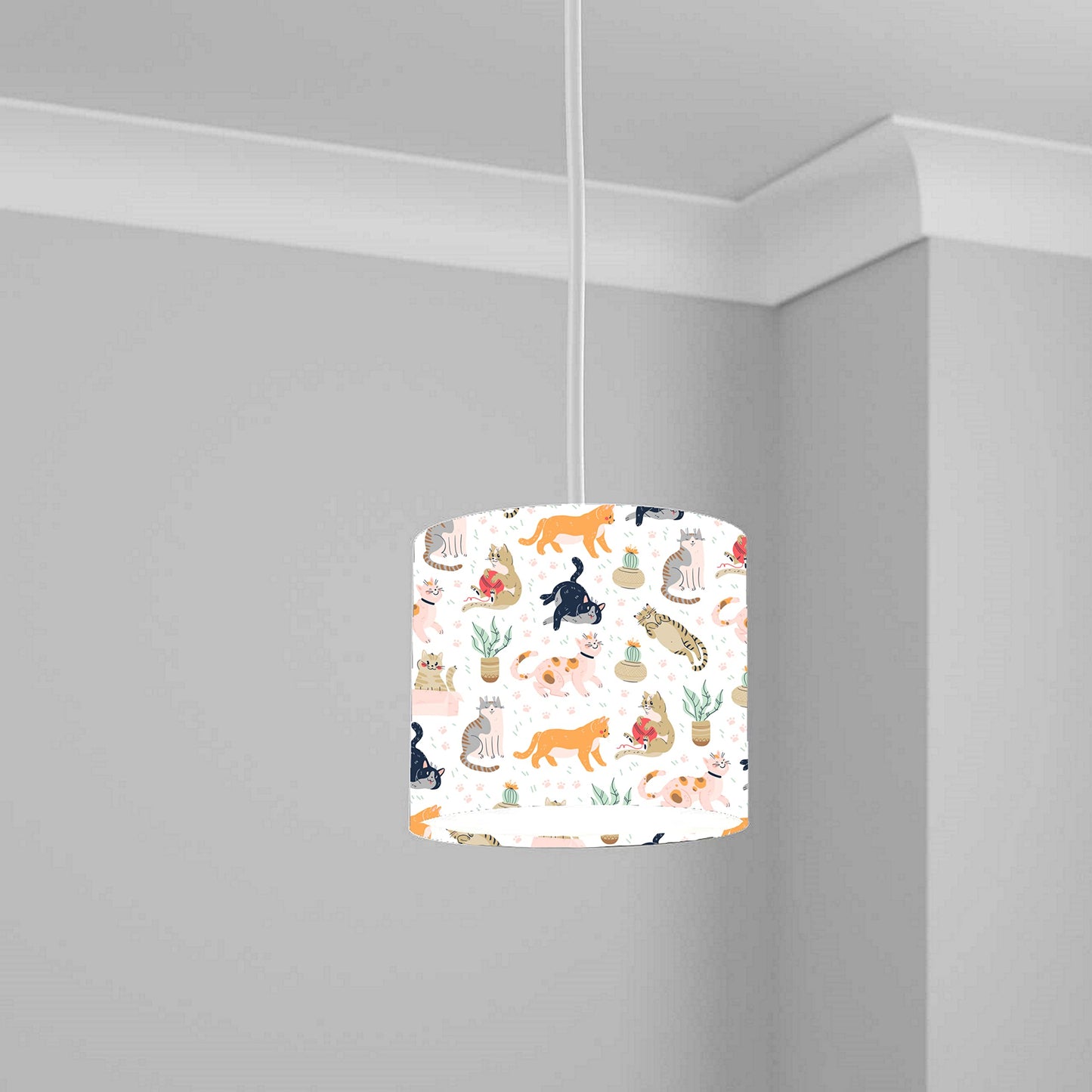 Colorful Cat Pattern Ceiling Lampshade Lightshade for Nursery - 20cm x 18.5cm