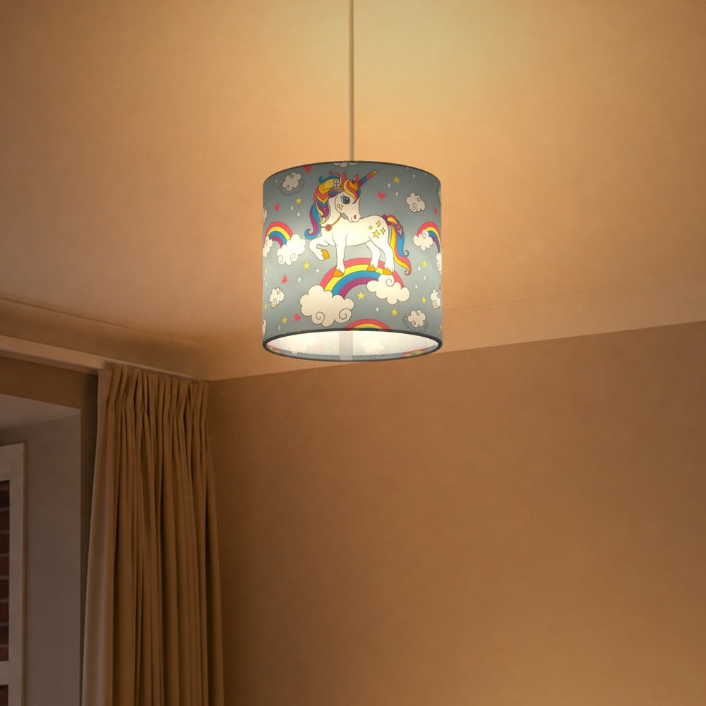 Enchanting Unicorn on Rainbow lampshade