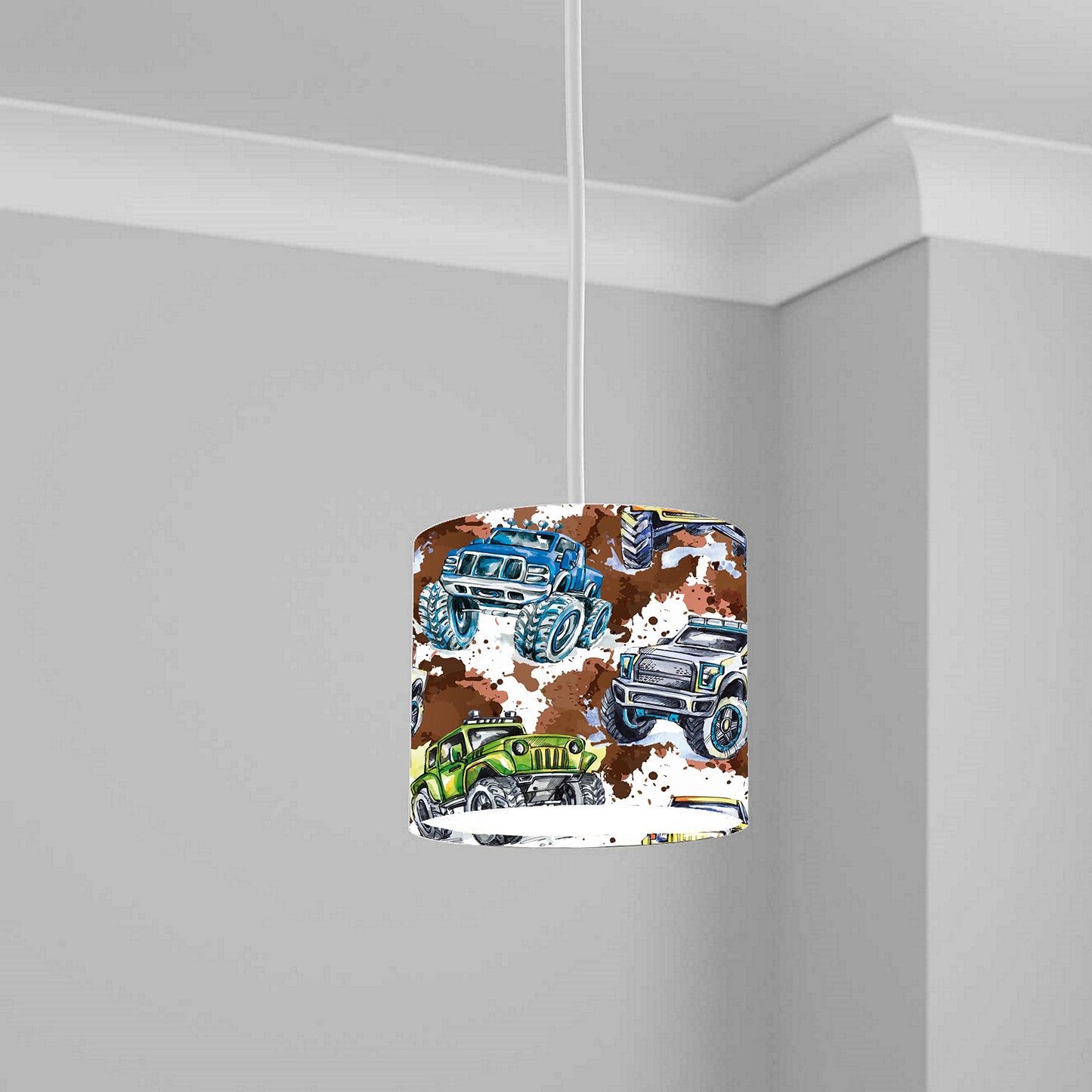 Monster Truck Adventure Ceiling Lampshade Lightshade for Nursery - 20cm x 18.5cm
